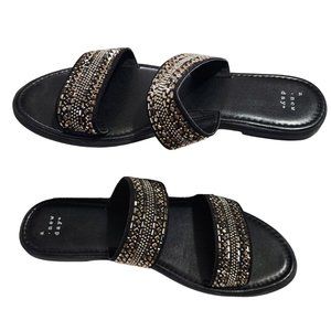 A New Day Size 10 Black Jeweled Kersha Sandal